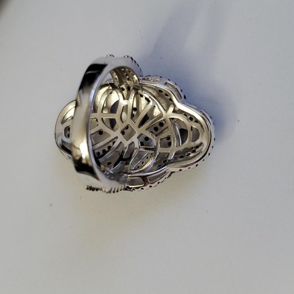 Sterling Silver 925 Spinel Art Deco Ring - Picture 7 of 9